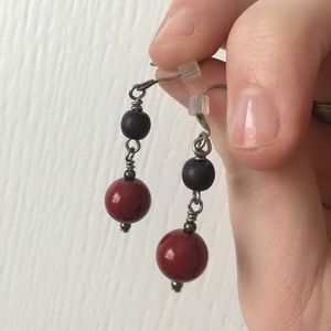 Red and Black bead Earrings